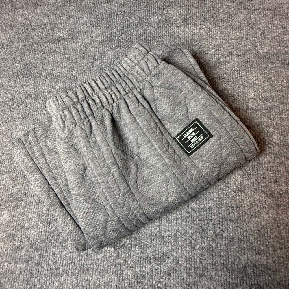 SHEIN Womens Grey Quilted Textured Jogger Sweatpants Size M High Rise Elastic